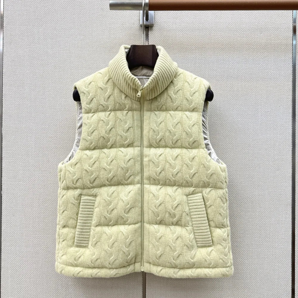 Gilet matelassé femme à maille torsadée – CLEVI Paris