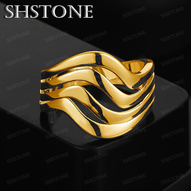 Bague Unisexe Or Jaune 18K Motif Ondulé – CLEVI Paris