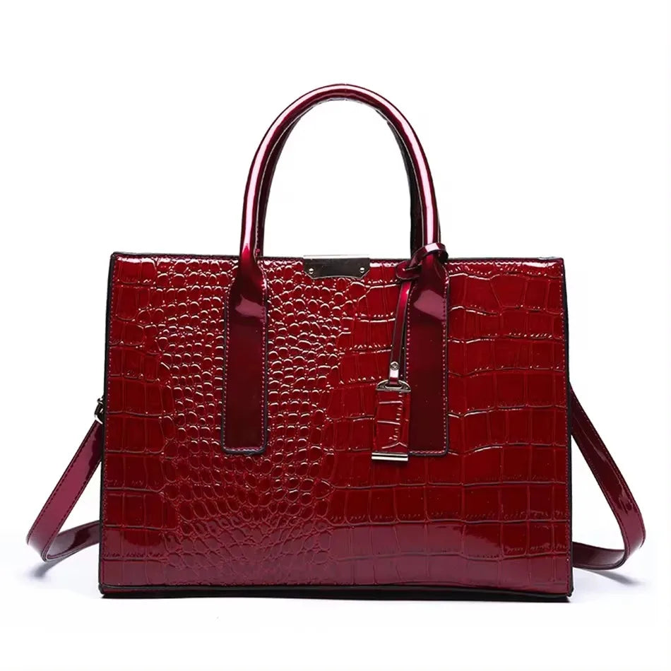 Sac Croisé Cuir Véritable Motif Alligator 3 Poches – CLEVI Paris