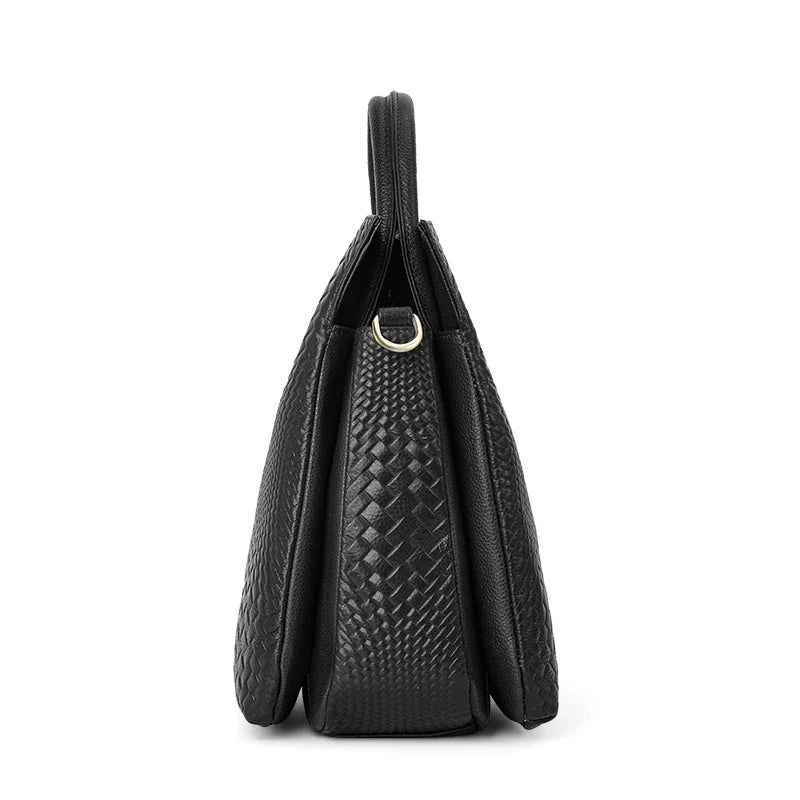 Sac Seau Femme Cuir Véritable Tressé Poche Zippée Bretelle Amovible – CLEVI Paris