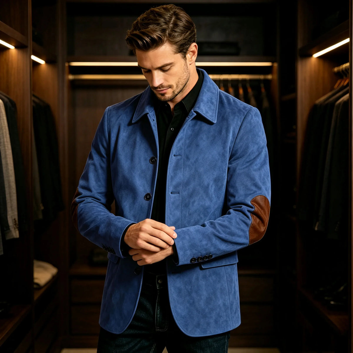 Blazer homme effet daim à coudières – CLEVI Paris