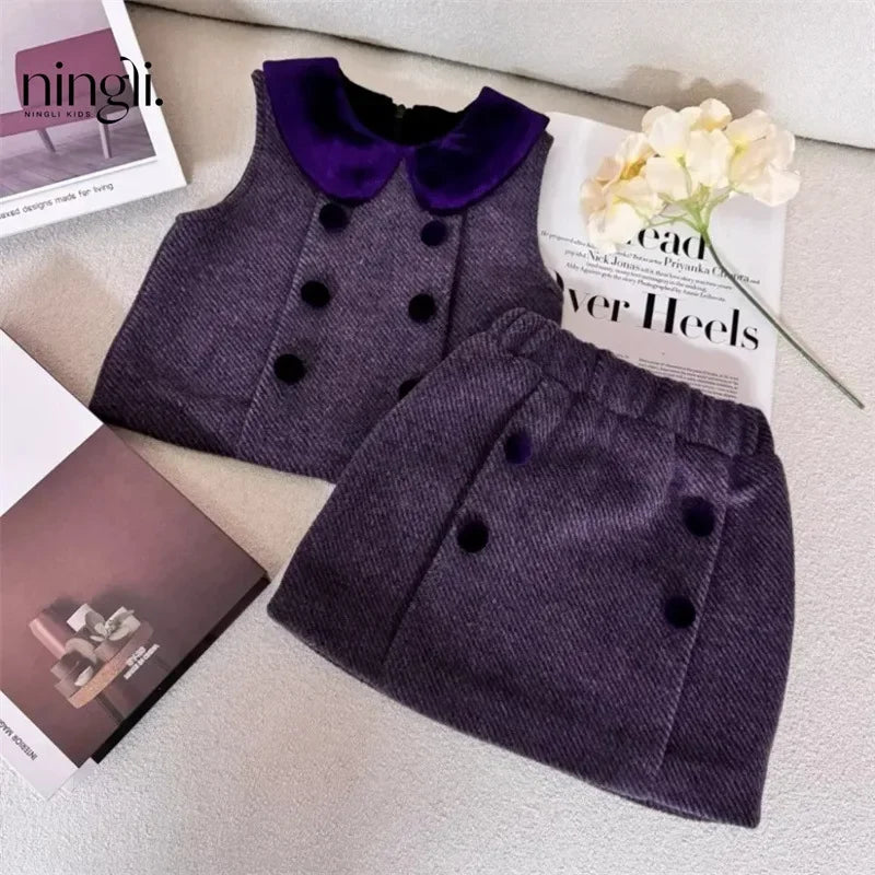 Ensemble enfant gilet, jupe et T-shirt – CLEVI Paris