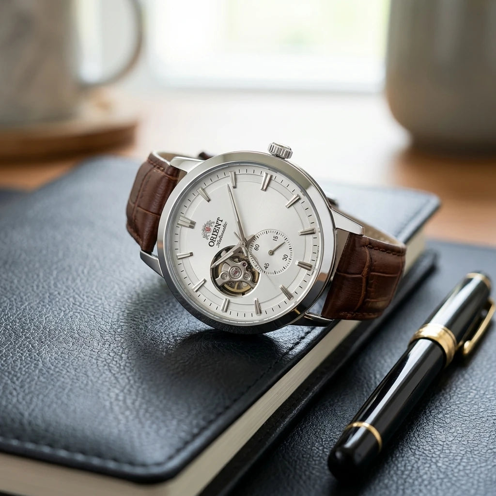 Montre Homme Automatique Squelette Petite Seconde Cuir Orient – CLEVI Paris