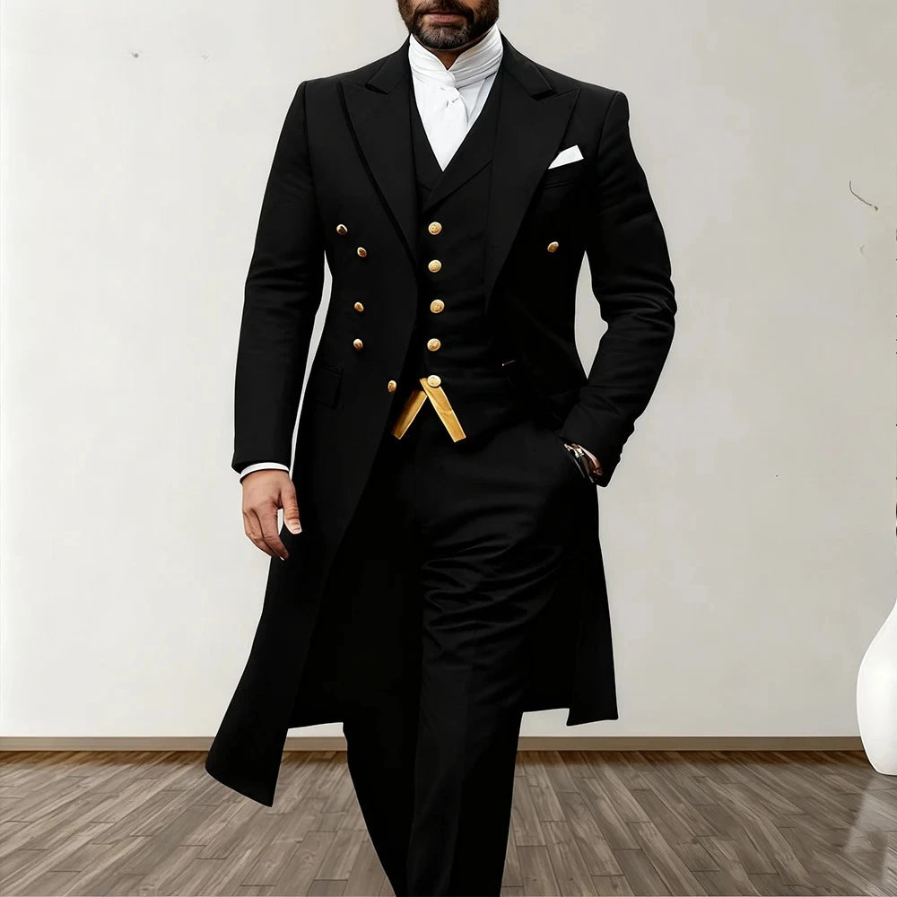 Costume 3 Pièces Homme – Smoking Satin Blazer + Gilet + Pantalon | Mariage & Soirée | XS-5XL