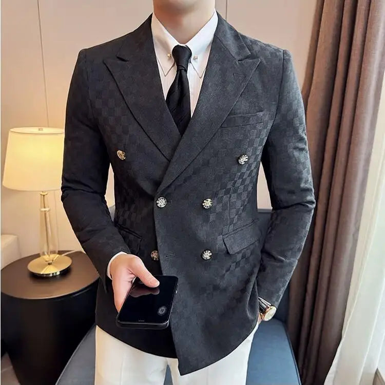 Blazer homme croisé à carreaux – CLEVI Paris
