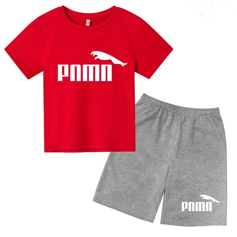 Ensemble enfant T-shirt à lettres et short uni – CLEVI Paris