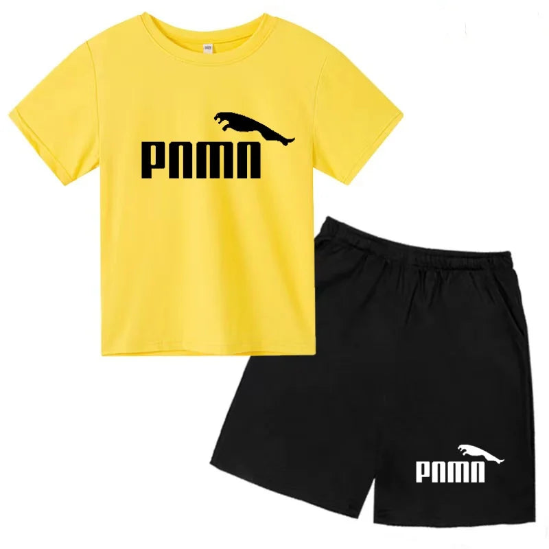 Ensemble enfant T-shirt à lettres et short uni – CLEVI Paris