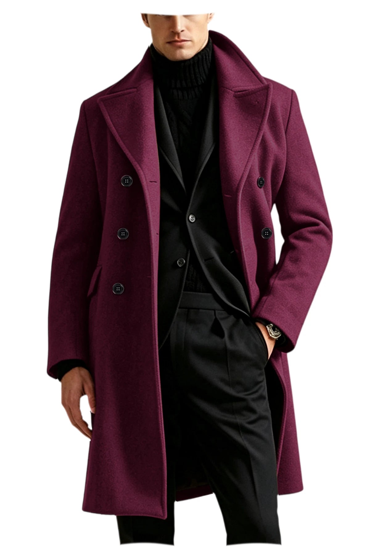 Manteau long homme laine mélangée croisé – CLEVI Paris