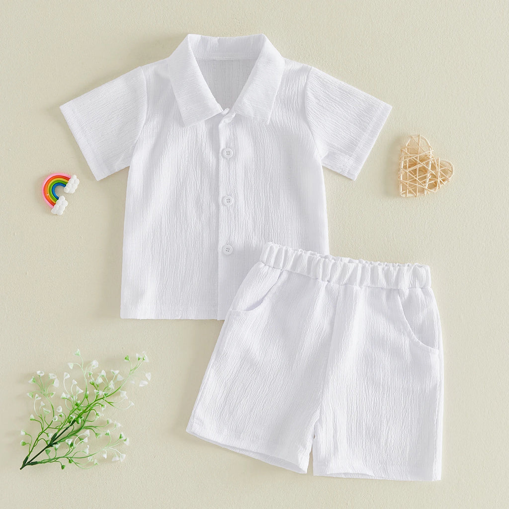 Ensemble garçon chemise texturée et short – CLEVI Paris