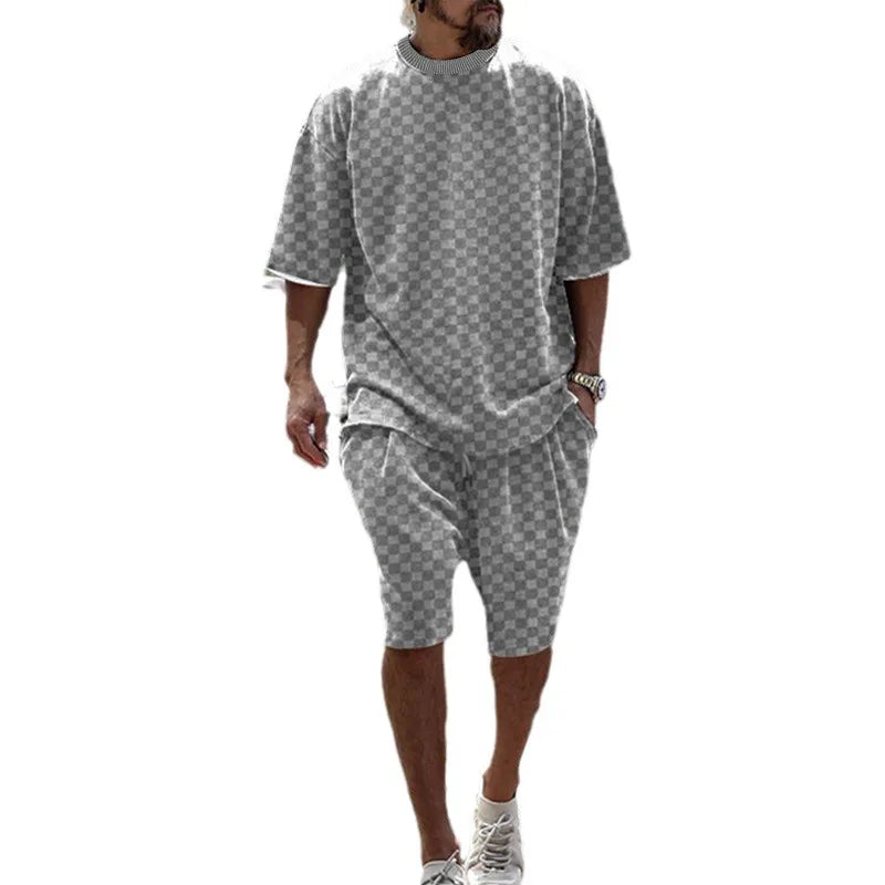 Ensemble homme t-shirt ample et short à carreaux – CLEVI Paris