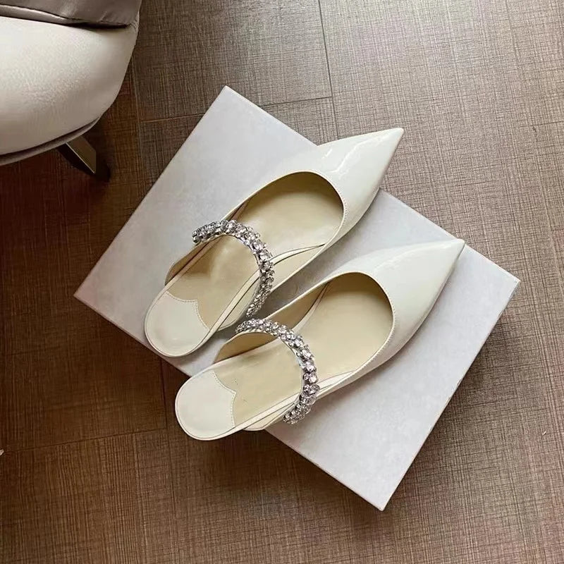 Mules Slingback Talon Aiguille Cristaux Femme – CLEVI Paris