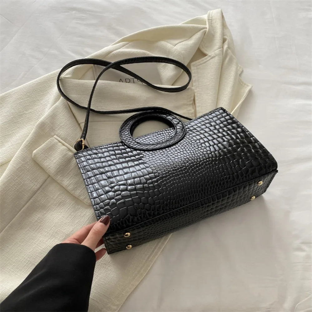 Sac Hobo Femme Cuir PU Motif Croco Grande Capacité Rétro Unisexe – CLEVI Paris