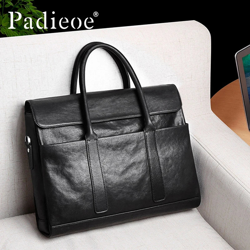 Serviette Cuir Véritable Homme Padieoe Business Sacoche – CLEVI Paris