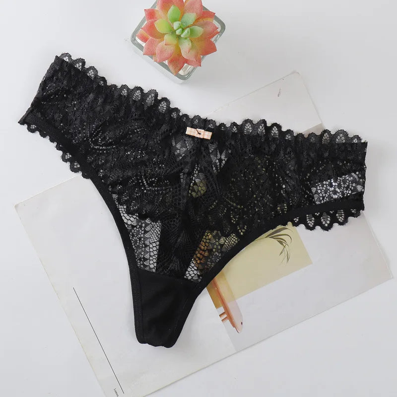 Ensemble Lingerie 2 Pièces Nuisette Dentelle Tulle Col V Semi-Transparent + String Femme S-XXL – CLEVI Paris
