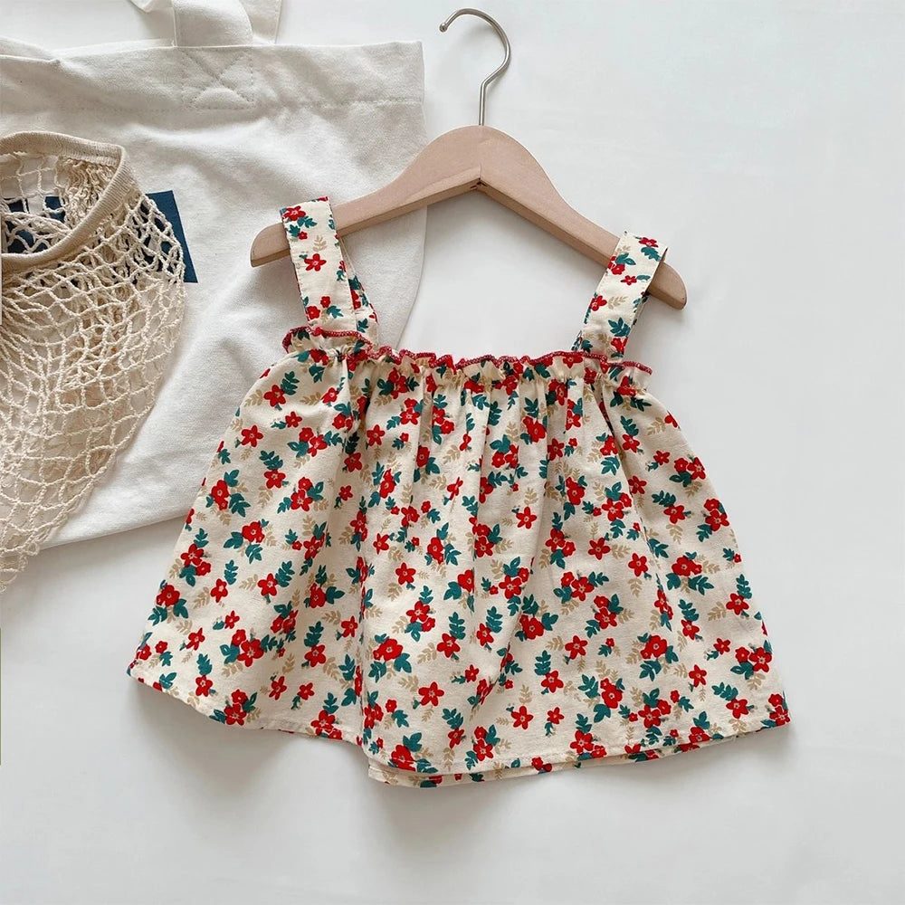 Ensemble fille débardeur fleuri et short – CLEVI Paris