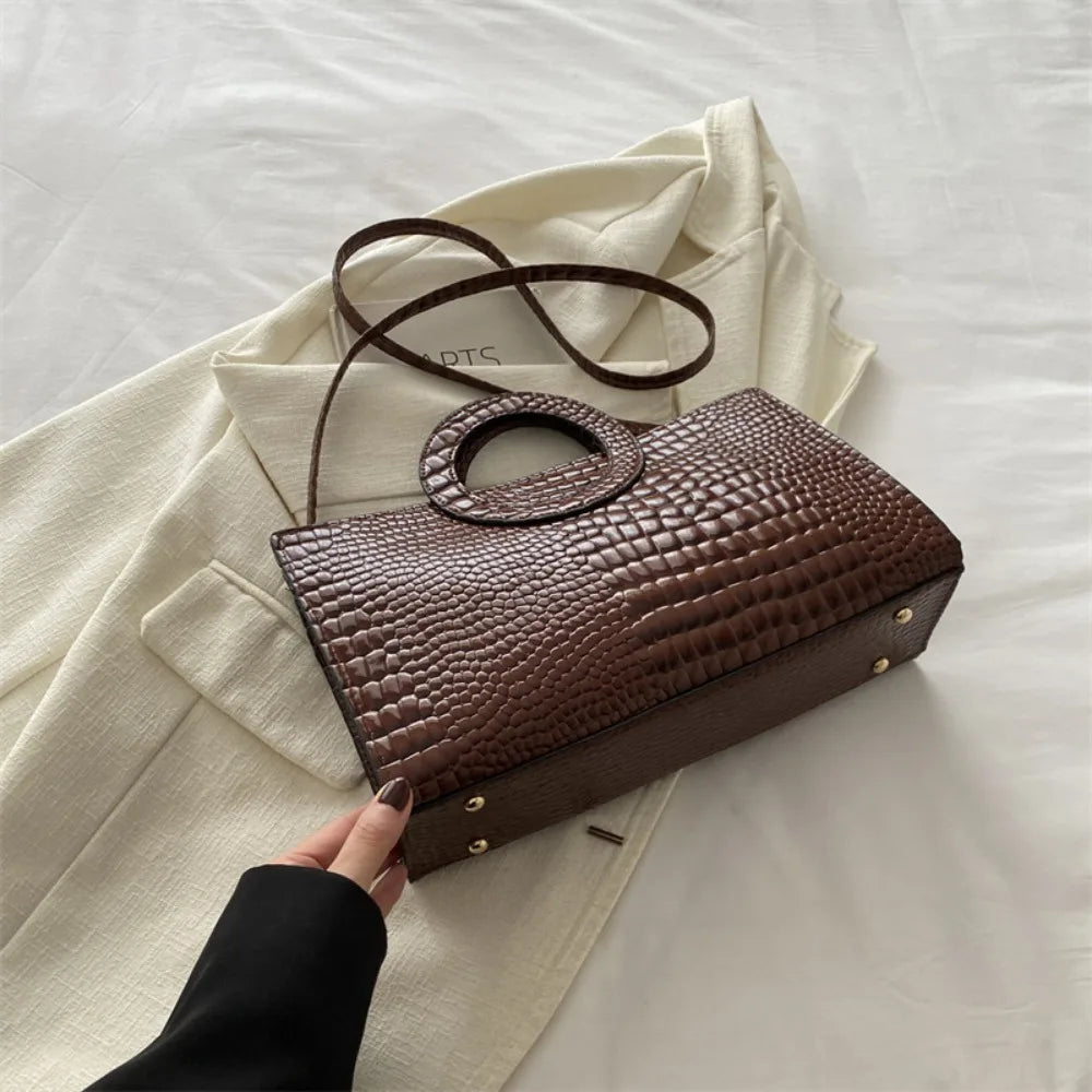 Sac Hobo Femme Cuir PU Motif Croco Grande Capacité Rétro Unisexe – CLEVI Paris
