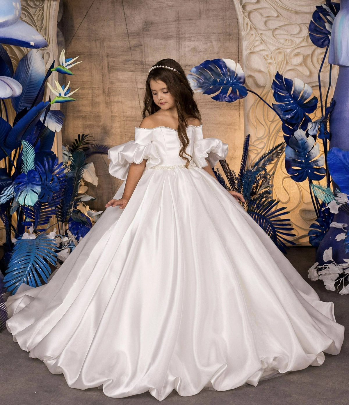 Robe cérémonie fille en satin ZHJ – CLEVI Paris