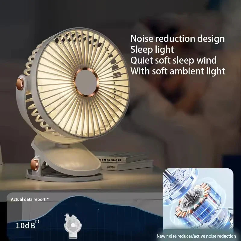 Ventilateur à clipser rechargeable, veilleuse LED – CLEVI Paris