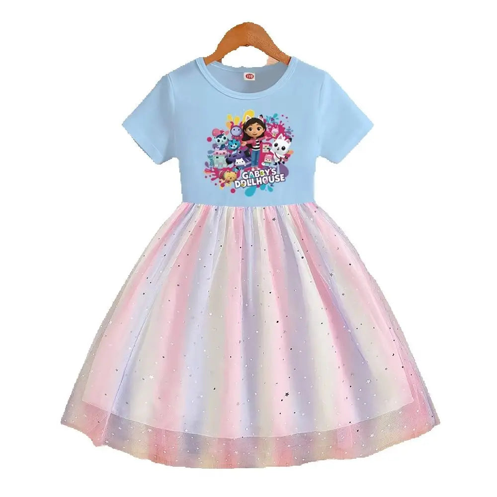 Robe fille en coton à manches courtes – CLEVI Paris