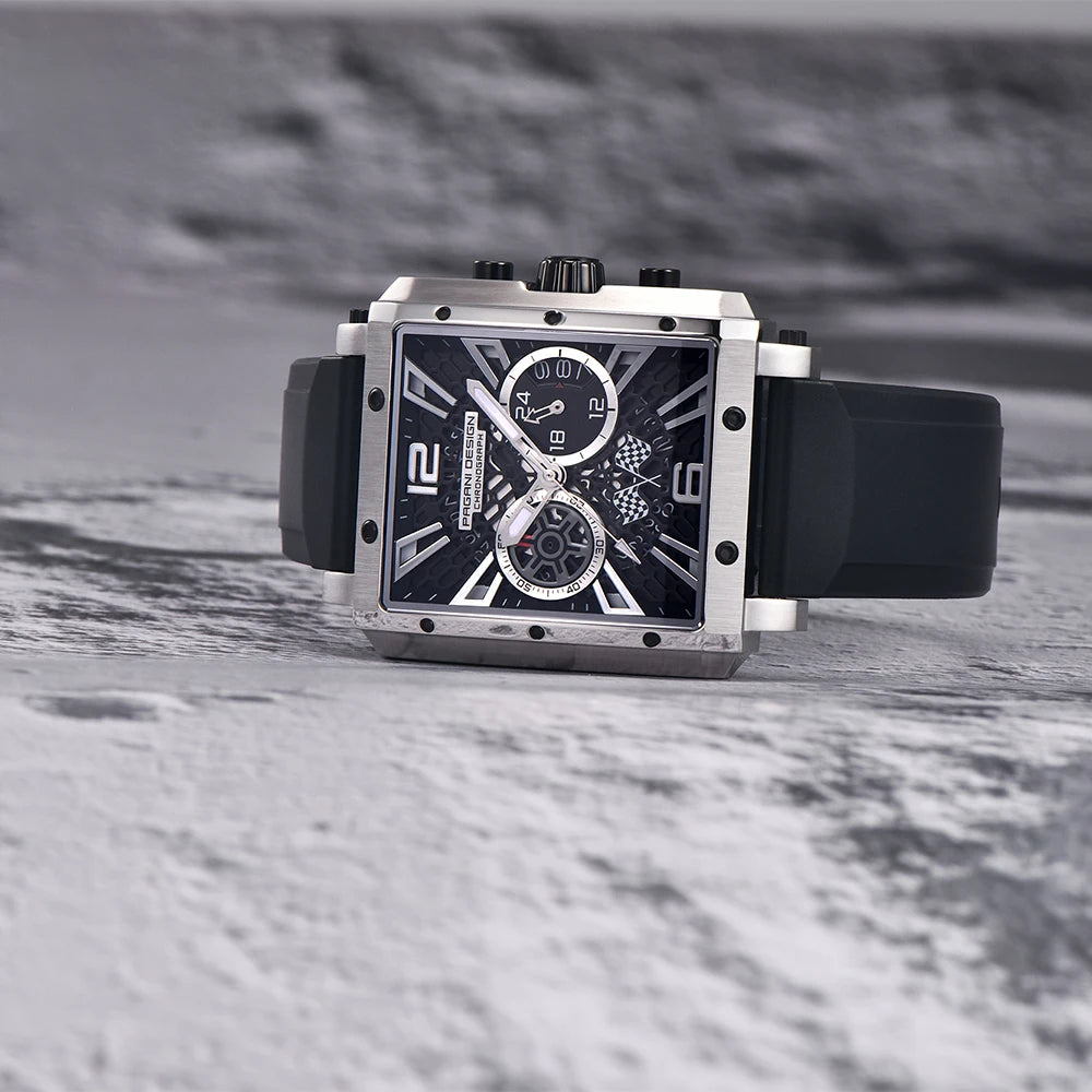 Montre Homme Quartz Racing Multifonction Boîtier Rectangle Pagani Design PD-1725 – CLEVI Paris