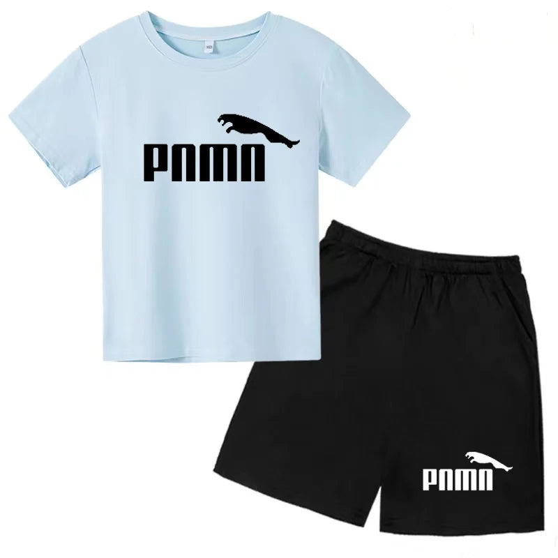 Ensemble enfant T-shirt à lettres et short uni – CLEVI Paris