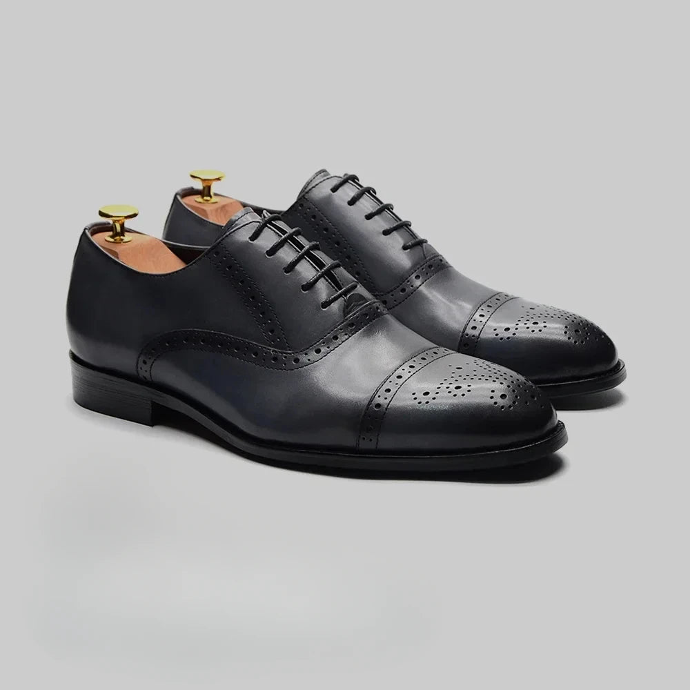 Oxford brogue homme en cuir à lacets – CLEVI Paris