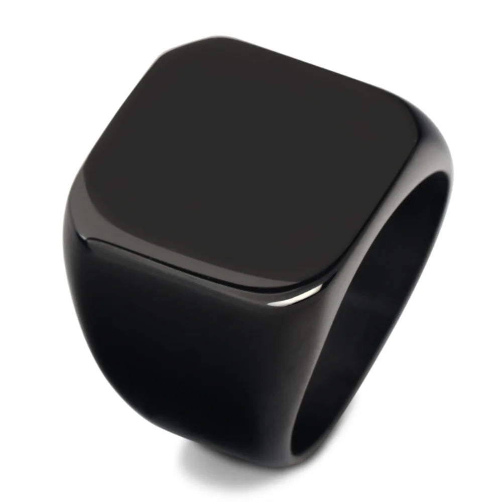 Chevalière carrée à graver en acier 316L – CLEVI Paris