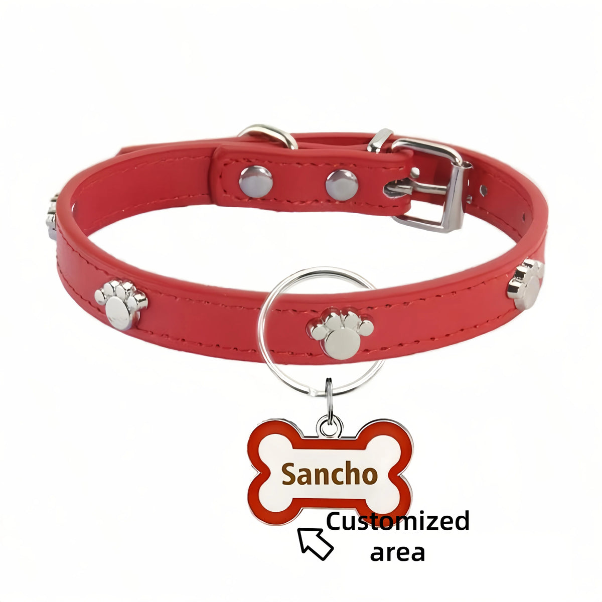 Collier chien en cuir avec médaille gravée – CLEVI Paris