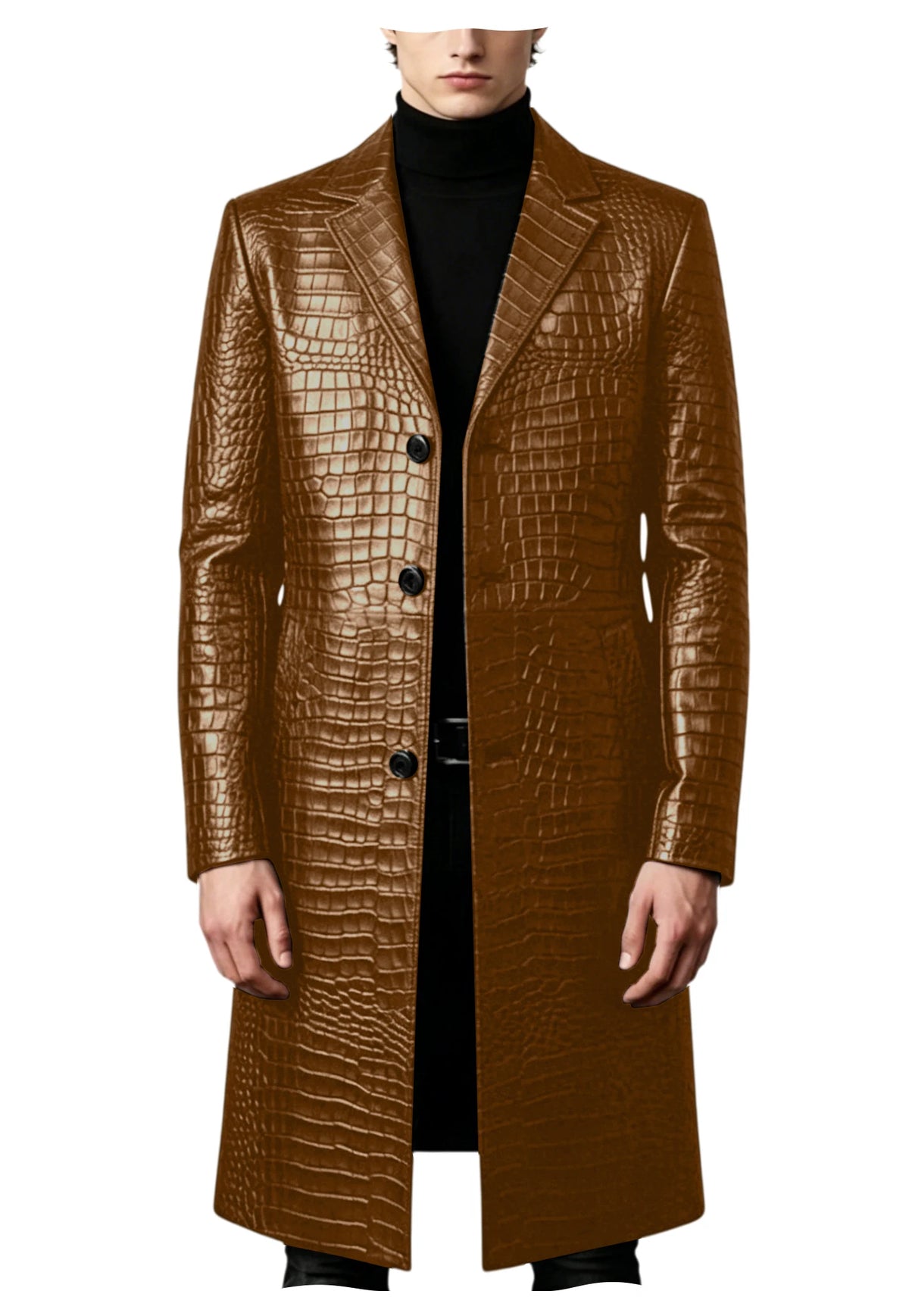 Manteau homme simili cuir motif crocodile – CLEVI Paris