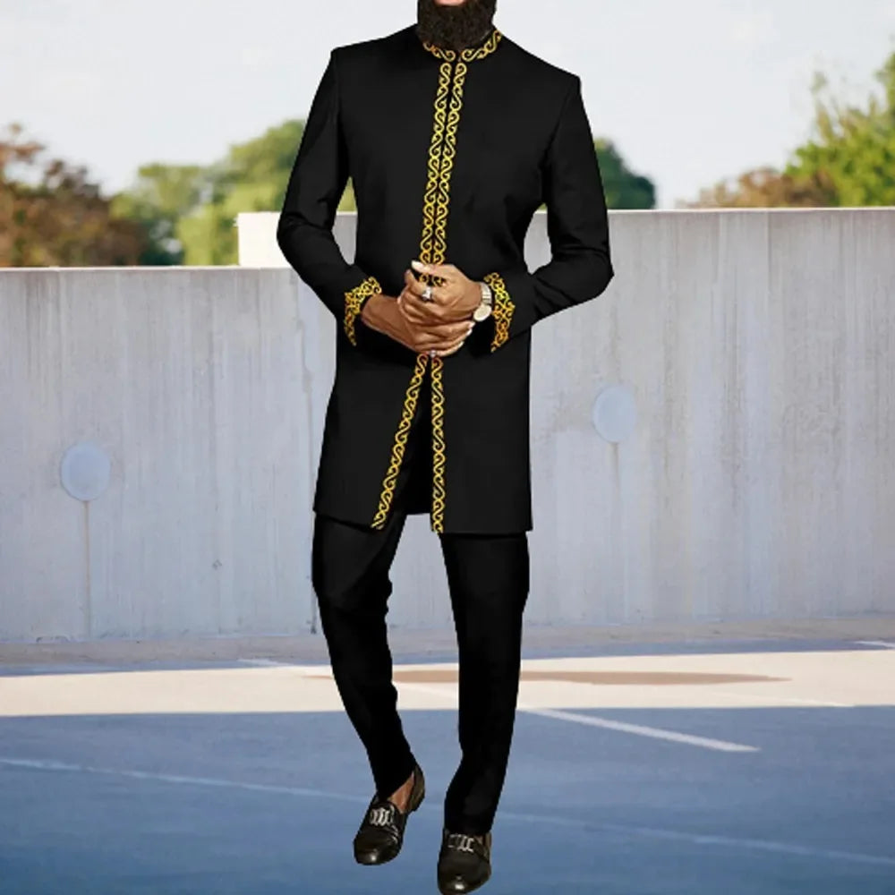 Ensemble Deux Pièces Kaftan Homme Brodé – CLEVI Paris
