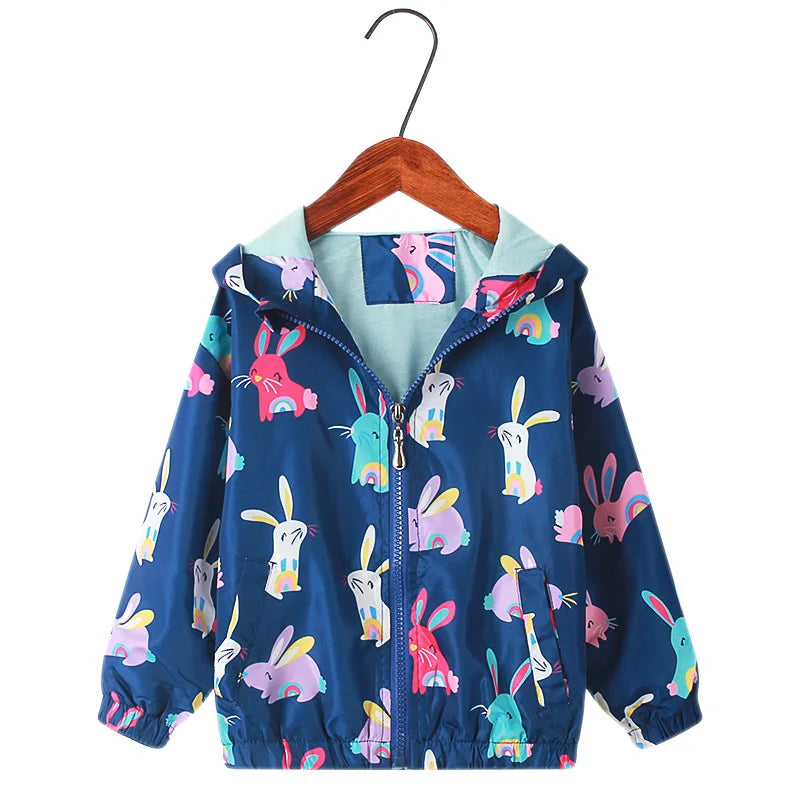 Veste fille à capuche imprimée zippée – CLEVI Paris