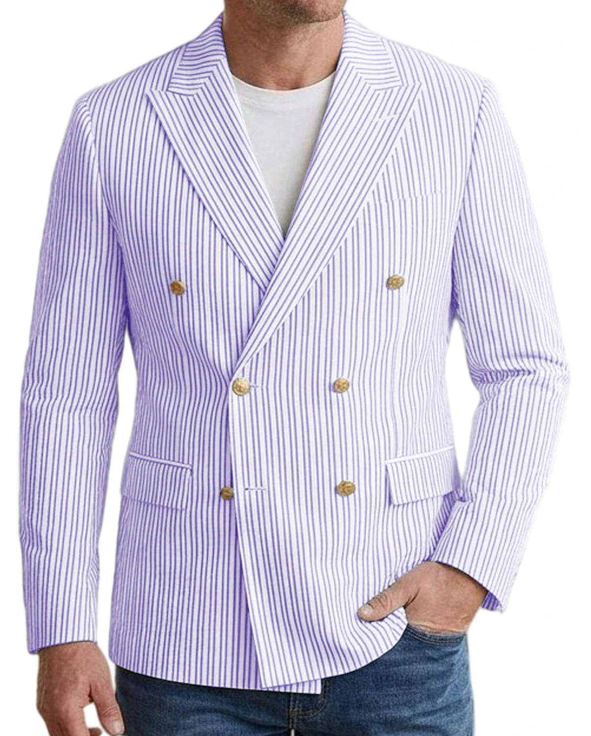 Blazer homme rayé double boutonnage – CLEVI Paris