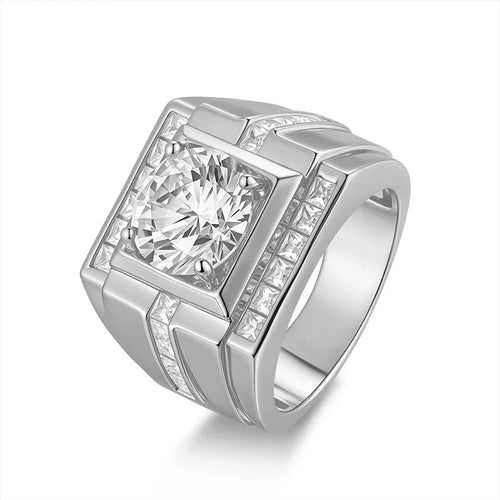 Bague Moissanite Ronde 4CT Argent 925 Plaqué Or – CLEVI Paris