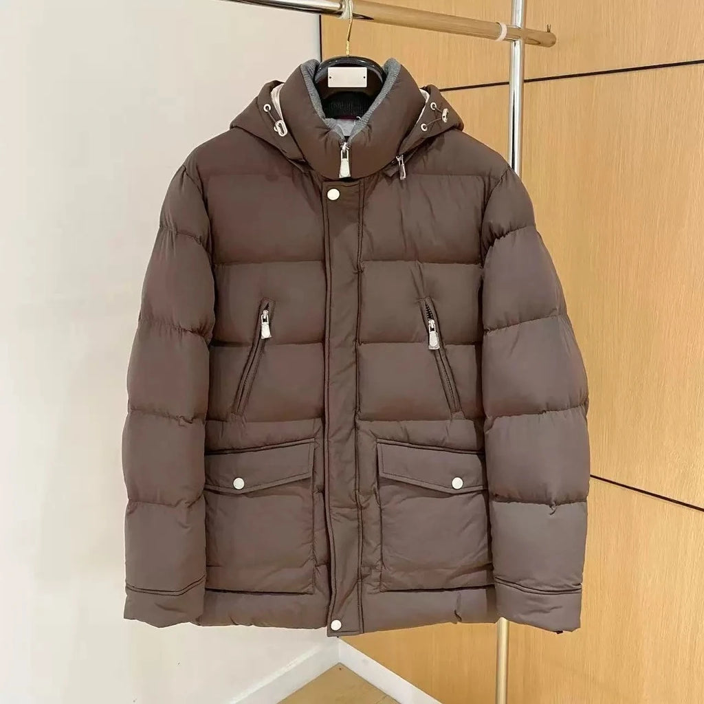 Veste homme à capuche en duvet de canard – CLEVI Paris