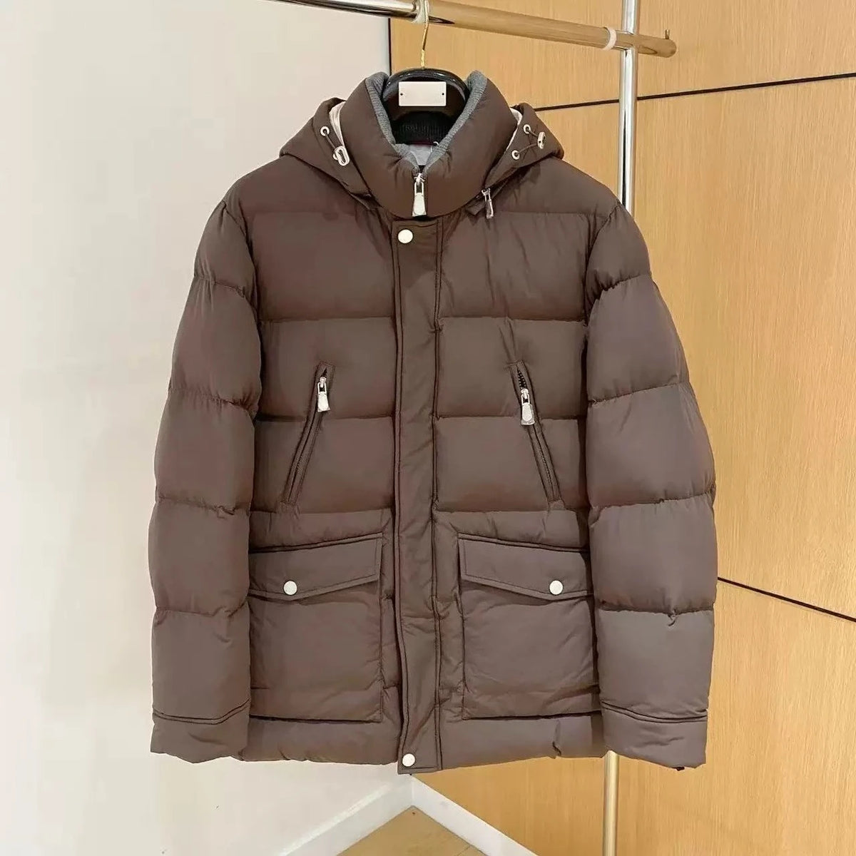 Veste homme à capuche en duvet de canard – CLEVI Paris