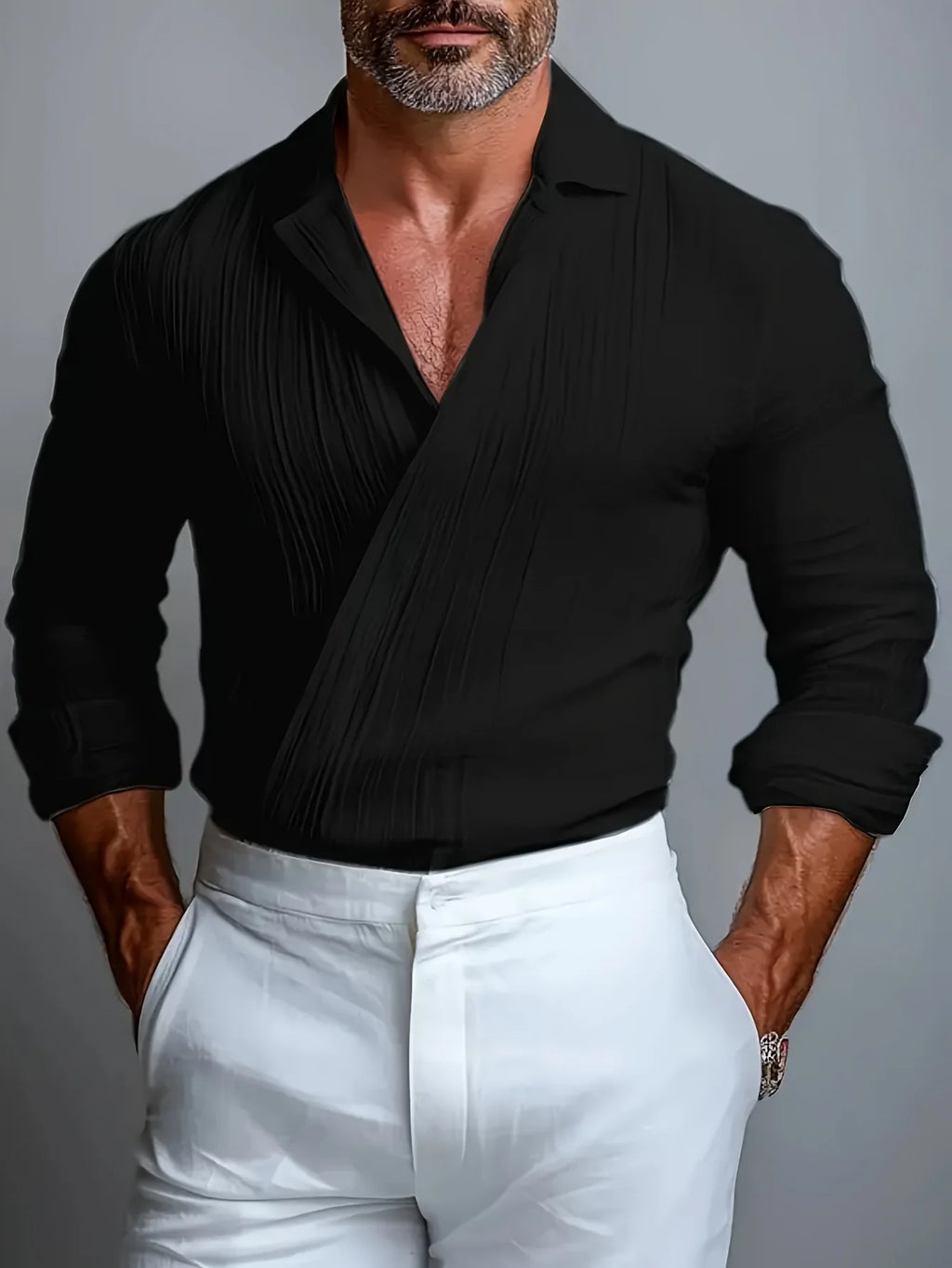 Chemise Habillée Homme Manches Longues Tissu Plissé Style Old Money LVLAEA – CLEVI Paris