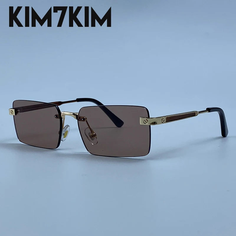 Lunettes de Soleil Rimless Rectangle Hip Hop Y2K Homme – CLEVI Paris