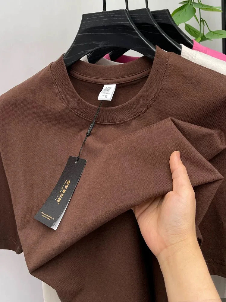 T-shirt homme uni à col rond en coton – CLEVI Paris
