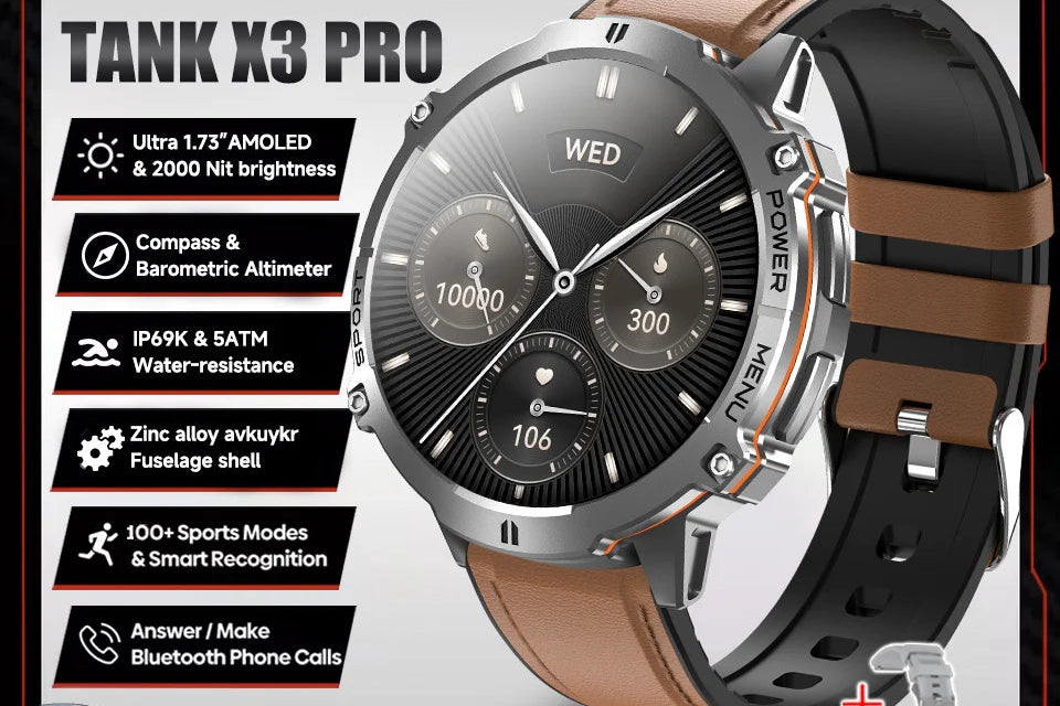 Montre connectée unisexe AMOLED 1,73″ – CLEVI Paris