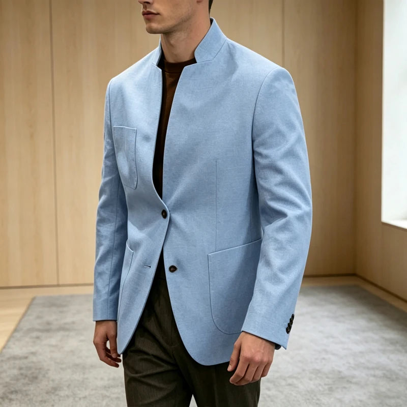 Blazer homme en lin – Col montant – CLEVI Paris