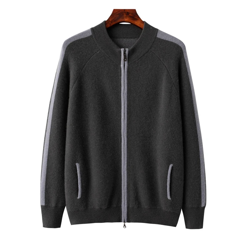 Ensemble homme cachemire zippé à bandes – CLEVI Paris