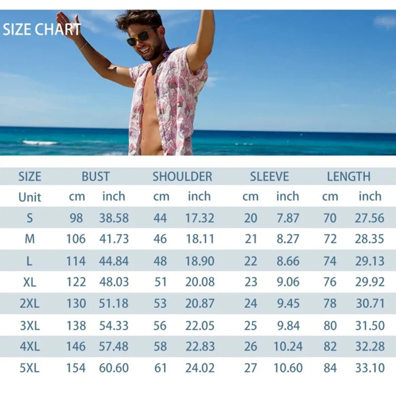 Ensemble 2 Pièces Homme Chemise Manches Courtes Col Cranté Imprimée Boutonnée + Short Cordon Style Hawaïen Beach Rétro Grande Taille – CLEVI Paris