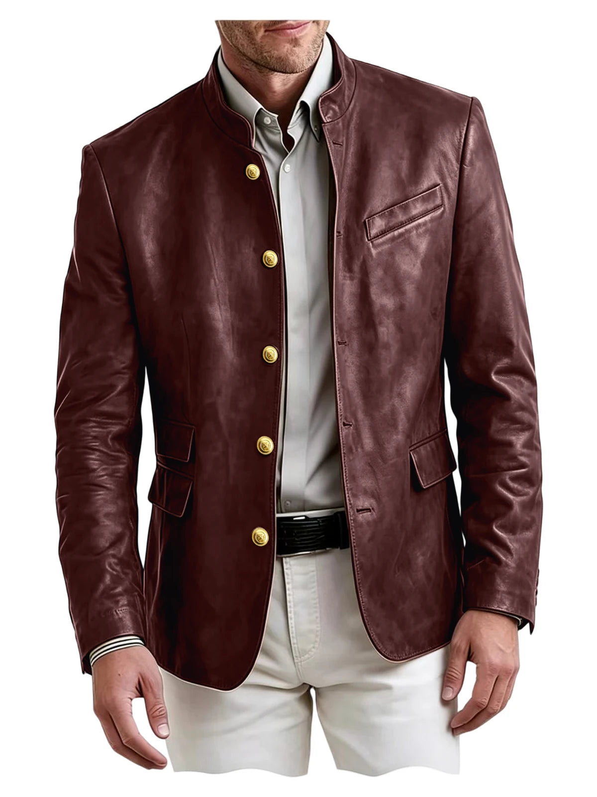 Blazer homme en similicuir, col montant – CLEVI Paris