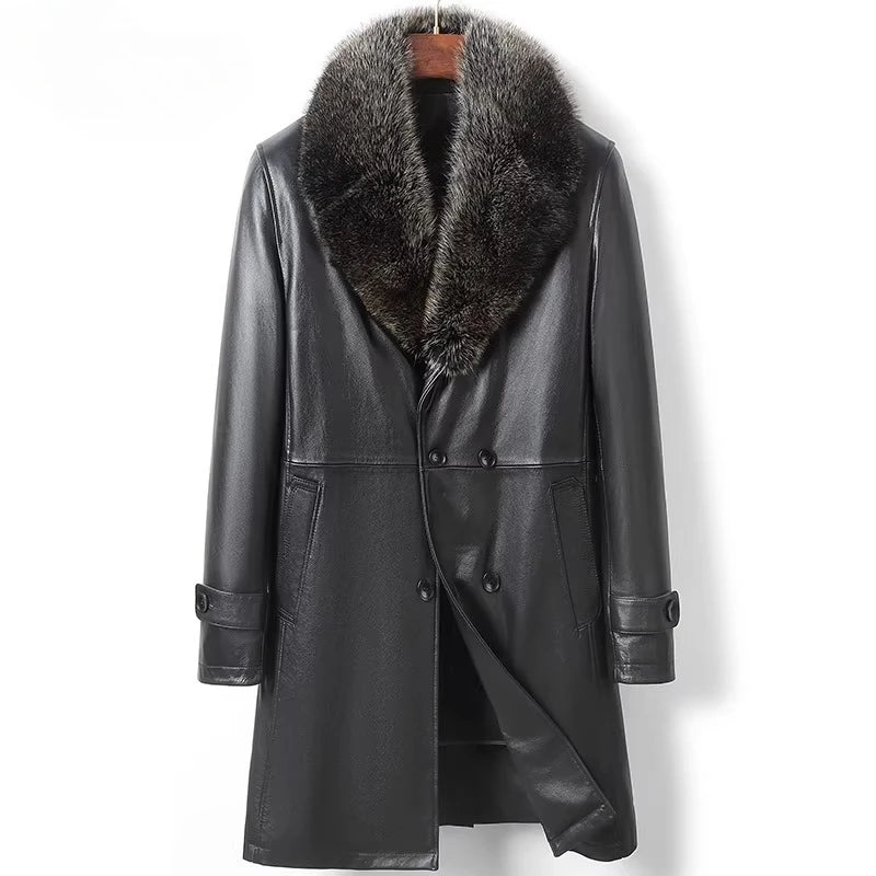 Manteau long homme en cuir de vache noir – CLEVI Paris