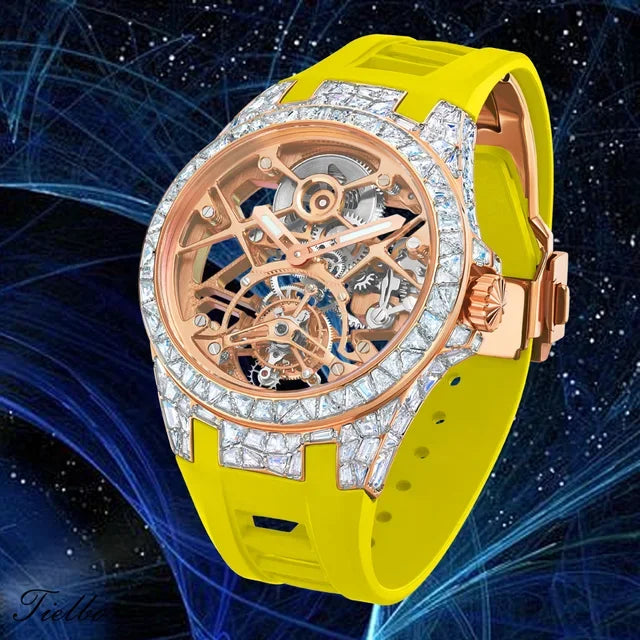 Montre Tourbillon Volant Cristaux Squelette Unisexe – CLEVI Paris