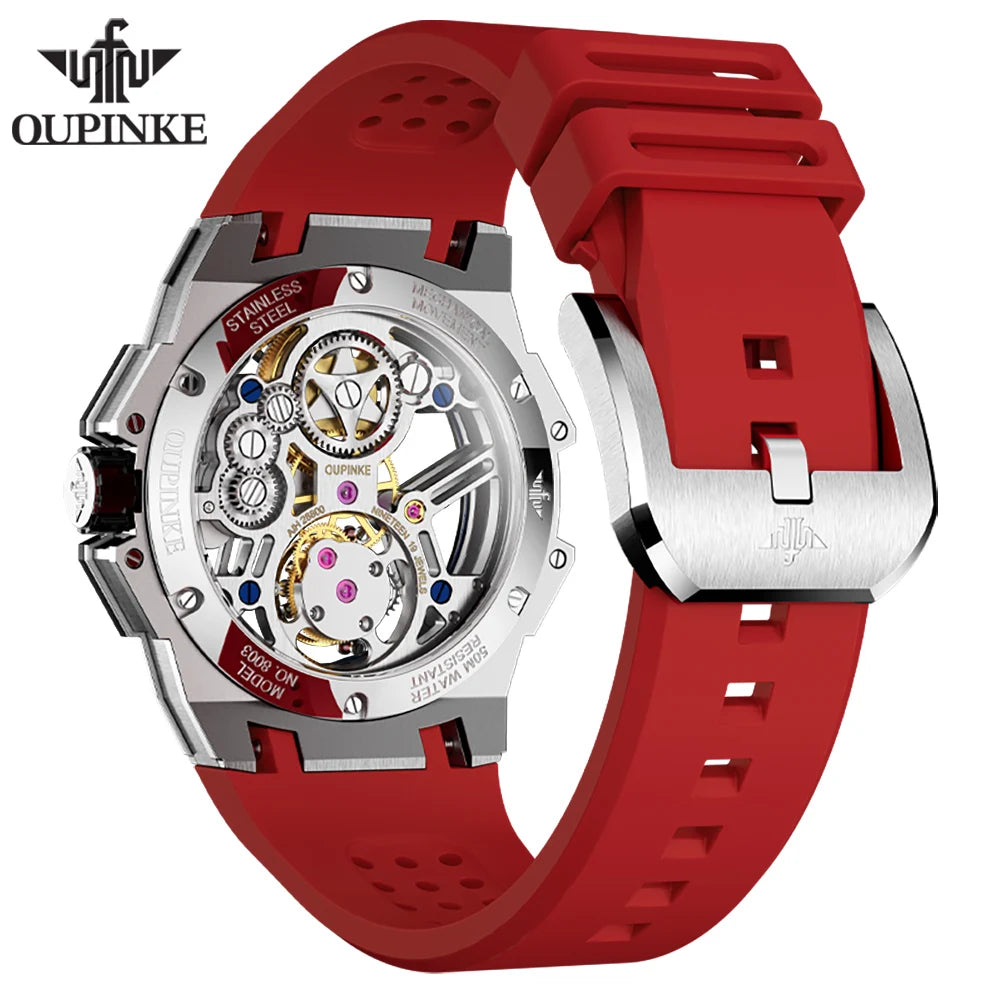 OUPINKE 8003 Montre Homme Tourbillon Squelette Automatique Saphir 5ATM – CLEVI Paris