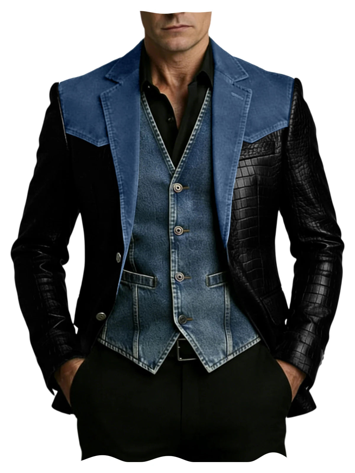 Blazer homme en cuir et polyester – CLEVI Paris