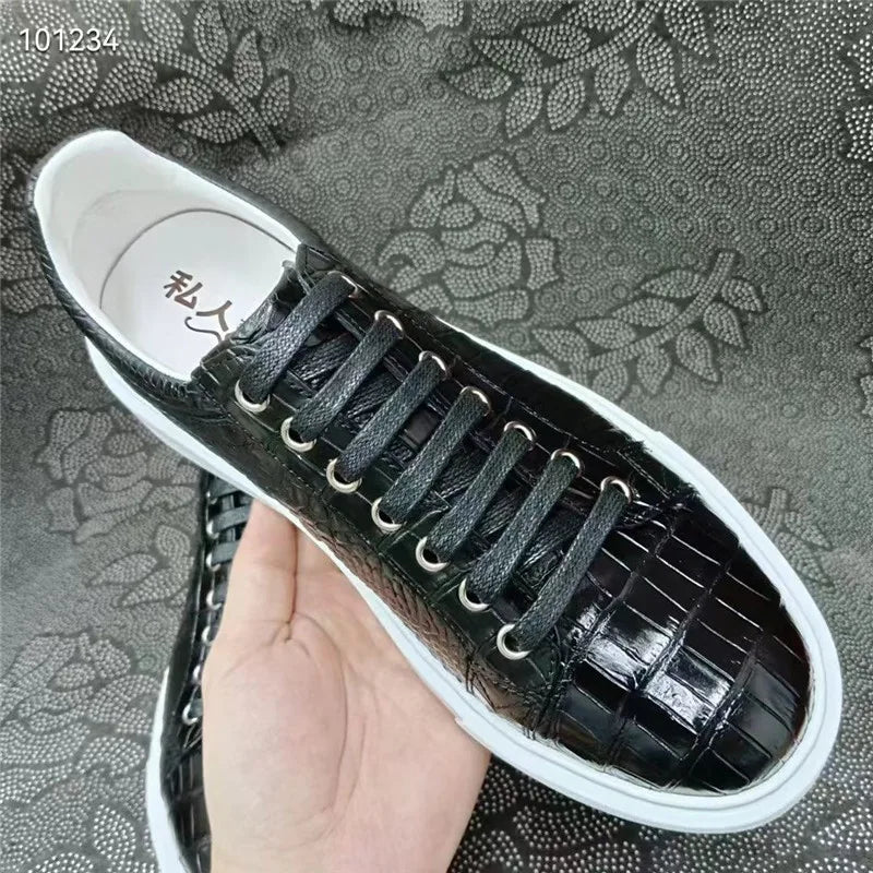 Sneakers Cuir Croco Noir Classique Homme – CLEVI Paris