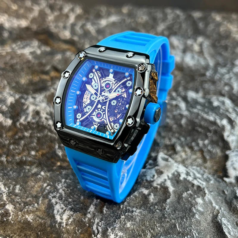 Montre Homme Quartz Tonneau L146 Silicone Aiguilles Lumineuses Fashion Casual – CLEVI Paris