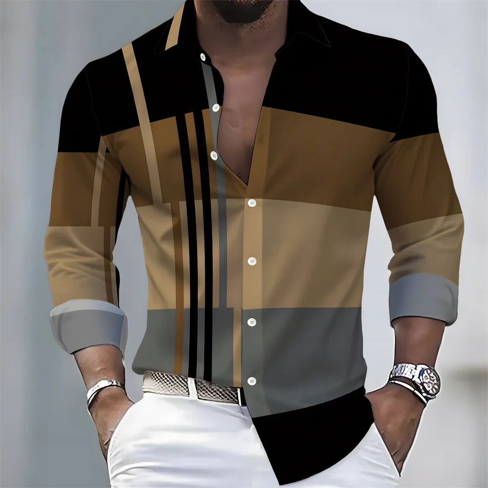 Chemise rayée homme manches longues – CLEVI Paris